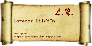 Lorencz Milán névjegykártya